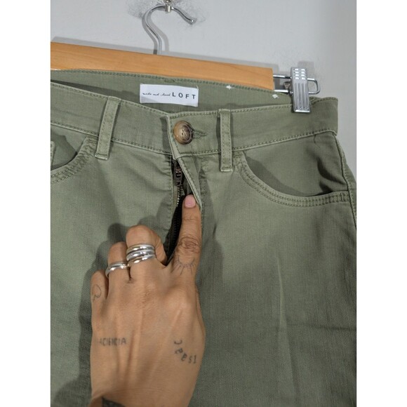 Loft Womens Green High Waist Skinny Crop Pants‎ Sz 24 Lightweight Casual Preppy - Picture 4 of 10